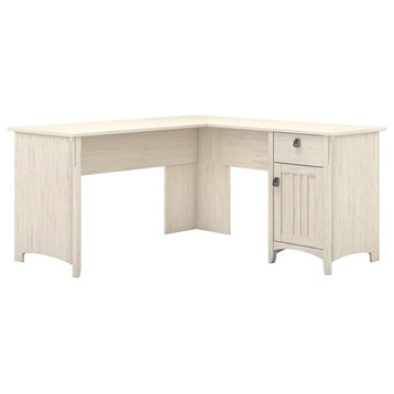Scranton & Co Farmhouse Engineered Wood L Shaped Desk with Storage in White