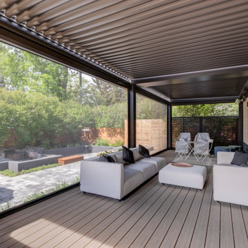 Central Calgary Adjustable StruXure Pergola with Phantom Screens & Bromic Heater