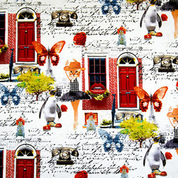 Fantasy fabric ballerina Eiffel Tower surreal dream - Drapery Fabric