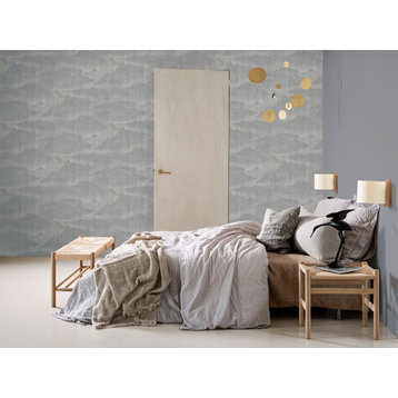 Serene Mountains Wallpaper, Grey, Sample