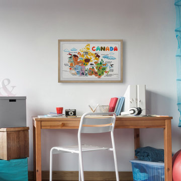 "Rainbow Canadian Map" Framed Painting Print