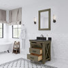 30" Grizzle Gray Single Sink Bathroom Vanity, Blue Limestone Counter Top, Mirror