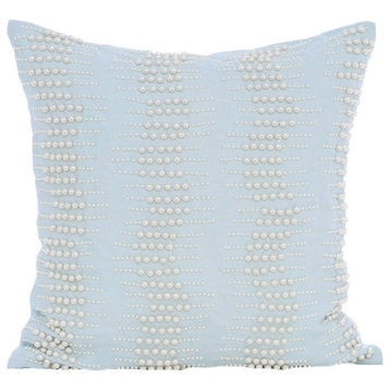Mother Of Pearls Boudoir Blue Cotton Linen 24"x24" Pillow Shams, Arctica
