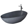 Freestanding solid surface concrete bathtub with overflow and pop-up drain, Gray