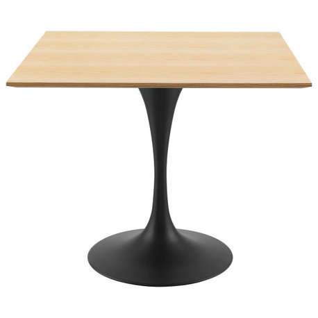 Dining Table, Square, Wood, Black Brown Natural, Modern, Cafe Bistro Restaurant