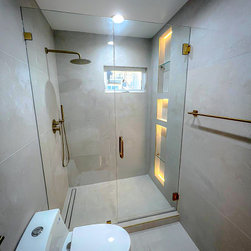 Q42024 Hinged Frameless Glass Shower Installations - Shower Doors