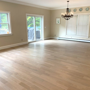 EAST QUOGUE: 4" SELECT WHITE OAK INSTALLED & FINISHED WITH CUSTOM GRAY STAIN