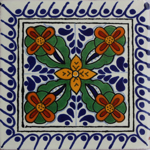 Fine Crafts Imports 6x6 4 pcs Montijo Talavera Mexican Tile