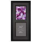 Nielsen Bainbridge Group - 2-Photo Frame With Black Airfloat Mat, Black, 5"x7" - Display your cherished memories in style! This lovely frame features a sleek black wood frame with a black airfloat mat. It displays two 5"x7" sized photos with the included mat or one 8"x19" photo without it. Hang it vertically or horizontally, or place it on a table, shelf, or desk to give your unforgettable moments an elegant look.