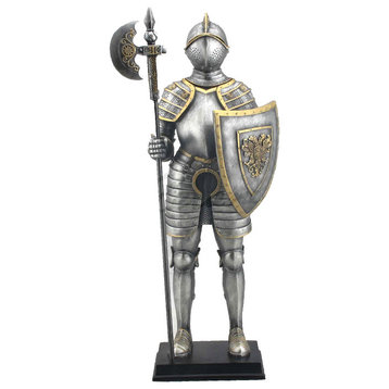 Medieval Armor With Pollaxe and Shield Statue