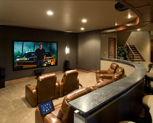 Best Basement Bar Behind Couch Design Ideas & Remodel Pictures | Houzz - SaveEmail