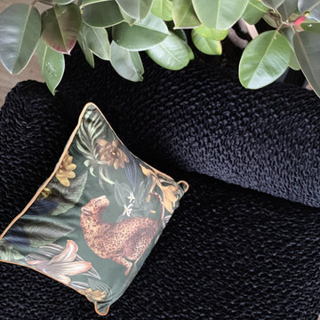 Black Sofa 3 Seater Slipcover | Velvet Collection | Interior Design