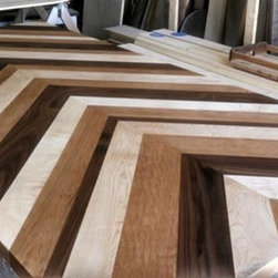 Custom Chevron Mixed Woods Countertop - Products