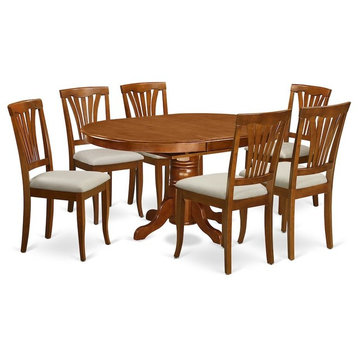 7-Piece Avon Dinette Table Featuring Leaf And 6 Cushion Kitchen Chairs.