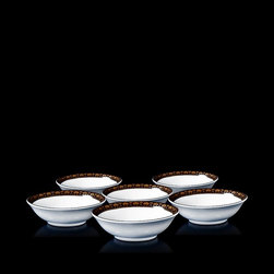 Nia Black & Gold Portion Bowl Set Of 6 - Serving And Salad Bowls