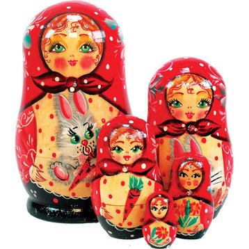 Russian 5 Piece Bunny Nested Doll Set