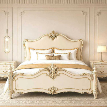 Handcrafted Solid Teak Wood Bed | French Provincial Luxury Bedroom Furniture