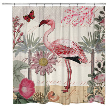 Botanical Flamingo Shower Curtain