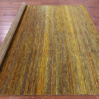 Gold 8' Square Super Savannah Gabbeh Handmade Wool & Silk Rug - Q22197 ...
