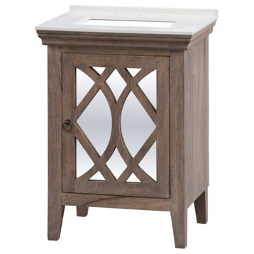 26 Inch Small Bathroom Vanity with Choice of Top and Sink, Transitional, White Q