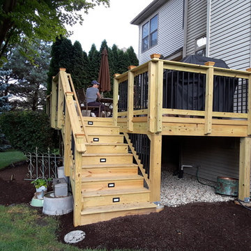 Elevated Wood Deck with Drink Rail by Naperville, IL Deck Builder.
