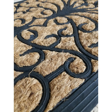 Sheltered Front Door Mat Sally Natural Braided Coir Coco Rubber Rug 24x16