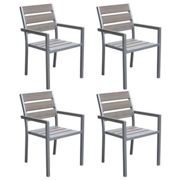 CorLiving Metal Patio Dining Chair in Sun Bleached Gray (Set of 4)