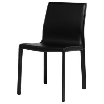 Elite Living Stan, Set of 2, Modern Leather Dining Chair, Black