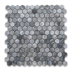 Stone Center Online - Bardiglio Gray Dark Grey Marble 1 inch Hexagon Mosaic Tile Honed, 1 sheet - Mosaic Tile
