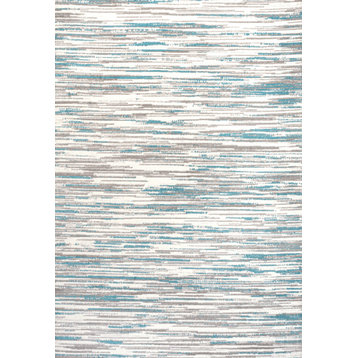 Speer Abstract Linear Stripe Gray/Blue 5'x8' Area Rug