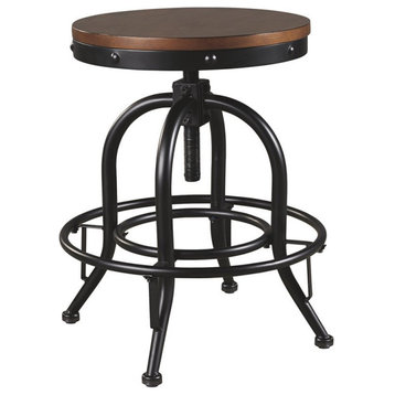 Ashley Furniture Valebeck Adjustable Swivel Counter Stool in Brown and Black