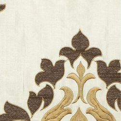 Beige Embroidered Medium-scale Damask Dupioni Silk Custom Made Curtains - Curtains