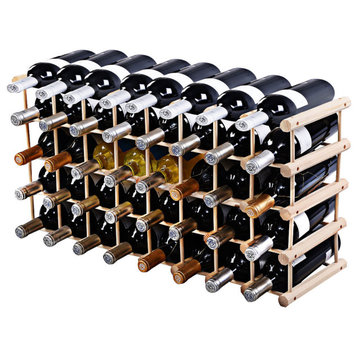 Costway Wood Wine Rack Stackable Storage Storage Display Shelves (36-Bottle)