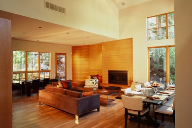 Living room - modern living room idea in Denver