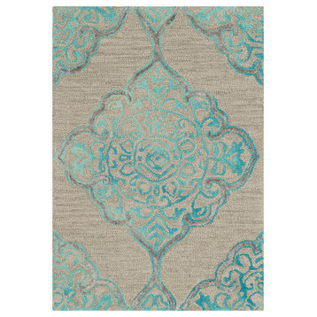 Safavieh Dip Dye Collection DDY510 Rug, Gray/Turquoise, 3'x5'