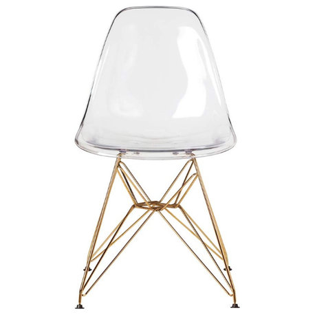 Eiffel Style Clear Chair with GOLD legs