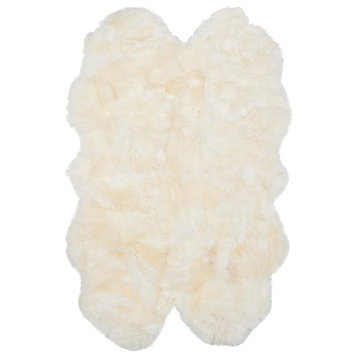 Safavieh Sheep Skin Shs211A Solid Color Rug, White, 5'0" X 8'0"