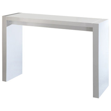 Contemporary Wooden Bar Table, White Lacquer