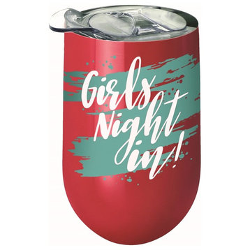 Girls Night In Stainless Wine Tumbler Insulated With Lid 14 Ounces