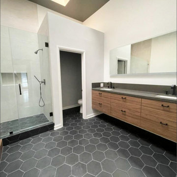 Black Tile Modern Bathroom Remodeling - Adar Builders