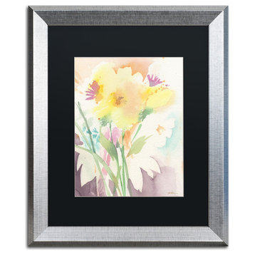 Sheila Golden 'Yellow Flower Blossoming' Art, Silver Frame, 16"x20", Black Matte