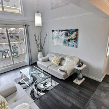 White Reflective Stretch Ceiling in Condo