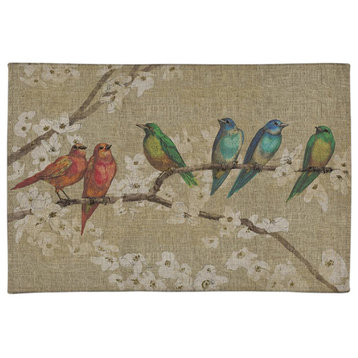 Birds and Blossoms 4'x6' Chenille Rug