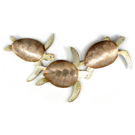 Coastal Home Decor 'Sea Turtle Frolic' - Metal Beach Sea Turtles Wall Art