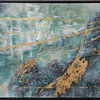 HOWARD ELLIOTT Wall Art Ocean Wave Abstract Metallic Gold Leaf Teal