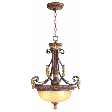 3 Light Inverted Pendant in Mediterranean Style - 19 Inches wide by 25 Inches