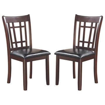 Set of 2 Dining Chairs with Padded Seat, Espresso and Black