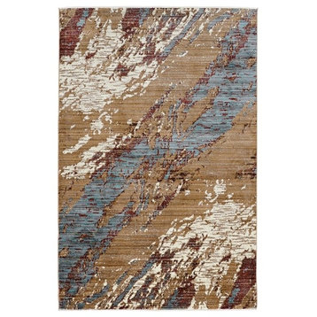Linon Emporium Marble Power Loomed Polypropylene 3'x5' Rug in Blue