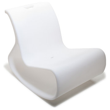 Modern Plastic Outdoor Lounge Chair, Offi Mod Lounger, White