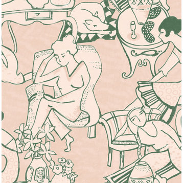 Illustrative Blush Leisure Ladies Novelty Peel & Stick Wallpaper Bolt